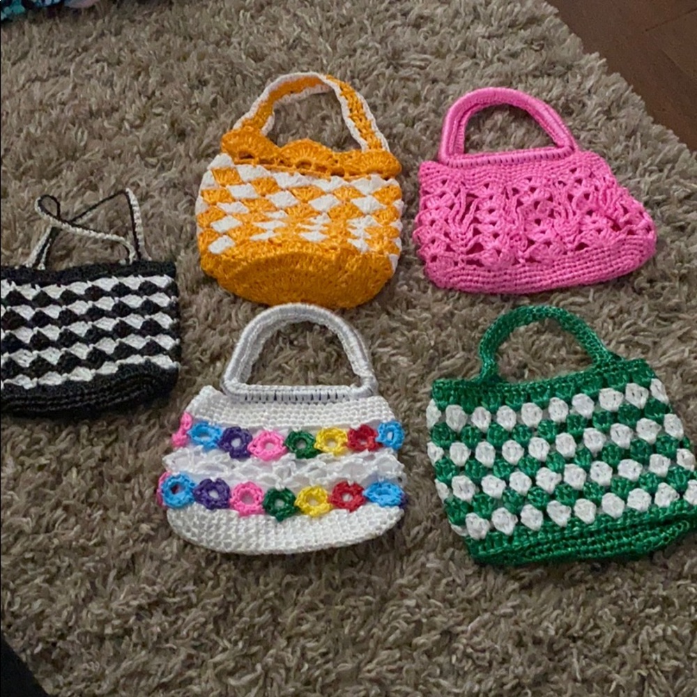 Homemade raffia girl toddler bags
